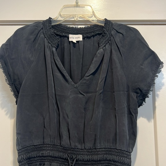 Bella Dahl Soraida smocked frayed black dress size medium. - Picture 4 of 9